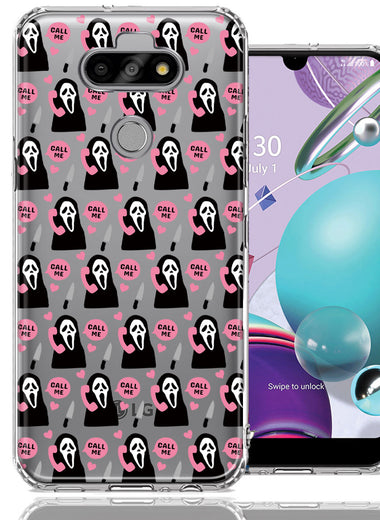 LG Aristo 5/Phoenix 5/Risio 4 Pink Horror Valentine Character Ghostface Boyfriend Call Me Hearts Double Layer Phone Case Cover