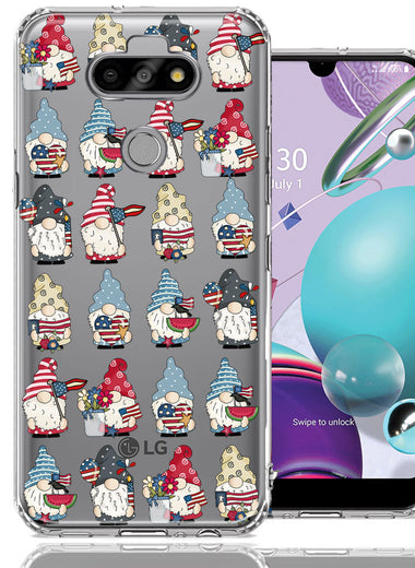 LG Aristo 5/Phoenix 5/Risio 4 USA Fourth Of July American Summer Cute Gnomes Patriotic Parade Double Layer Phone Case Cover