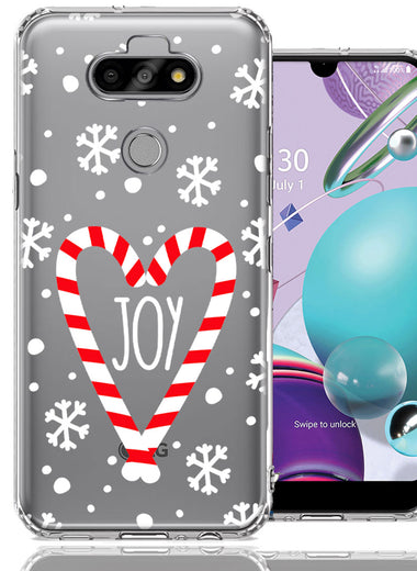 LG Aristo 5/Phoenix 5/Risio 4 Winter Joy Snow Peppermint Candy Cane Heart Festive Christmas Double Layer Phone Case Cover