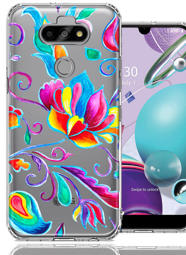 For LG Aristo 5 Bright Colors Rainbow Water Lilly Floral Phone Case Cover