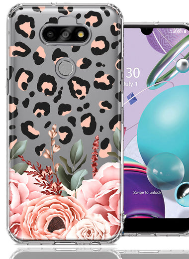 For LG Aristo 5 Classy Blush Peach Peony Rose Flowers Leopard Phone Case Cover