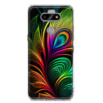 LG Aristo 5/Phoenix 5/Risio 4 Neon Rainbow Glow Peacock Feather Hybrid Protective Phone Case Cover