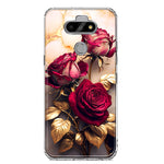 LG Aristo 5/Phoenix 5/Risio 4 Romantic Elegant Gold Marble Red Roses Double Layer Phone Case Cover