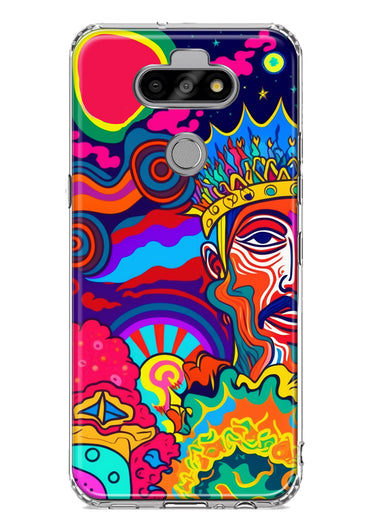 LG Aristo 5/Phoenix 5/Risio 4 Neon Rainbow Psychedelic Indie Hippie Indie King Hybrid Protective Phone Case Cover