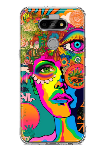 LG Aristo 5/Phoenix 5/Risio 4 Neon Rainbow Psychedelic Hippie One Eye Pop Art Hybrid Protective Phone Case Cover