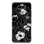 LG Aristo 5/Phoenix 5/Risio 4 Line Drawing Art White Floral Flowers Hybrid Protective Phone Case Cover
