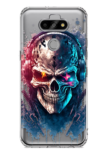 LG Aristo 5/Phoenix 5/Risio 4 Cyberpunk Machine Headphones Skull Double Layer Phone Case Cover