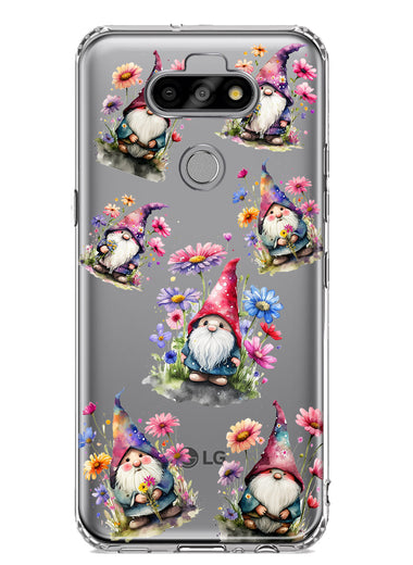 LG Aristo 5/Phoenix 5/Risio 4 Cute Pink Purple Cosmos Flowers Gnomes Spring Floral Double Layer Phone Case Cover