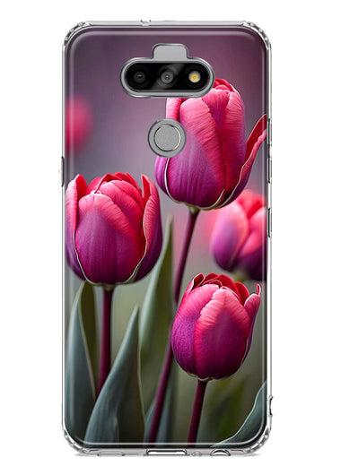 LG Aristo 5/Phoenix 5/Risio 4 Pink Tulip Flowers Floral Hybrid Protective Phone Case Cover