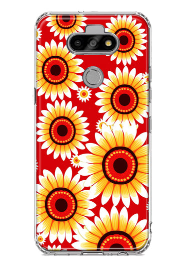 LG Aristo 5/Phoenix 5/Risio 4 Yellow Sunflowers Polkadot on Red Double Layer Phone Case Cover