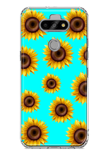 LG Aristo 5/Phoenix 5/Risio 4 Yellow Sunflowers Polkadot on Turquoise Teal Double Layer Phone Case Cover