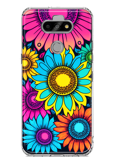 LG Aristo 5/Phoenix 5/Risio 4 Vintage Colorful Abstract Sunflowers Floral Double Layer Phone Case Cover