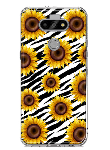 LG Aristo 5/Phoenix 5/Risio 4 White Zebra Sunflowers Polkadots Double Layer Phone Case Cover