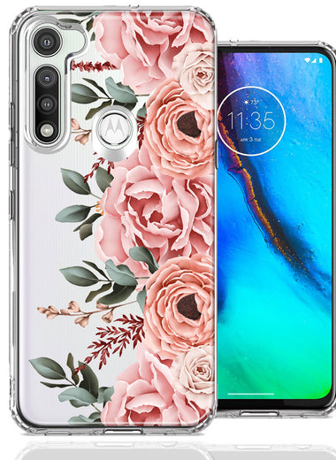 For Motorola Moto G Fast Blush Pink Peach Spring Flowers Peony Rose Phone Case Cover