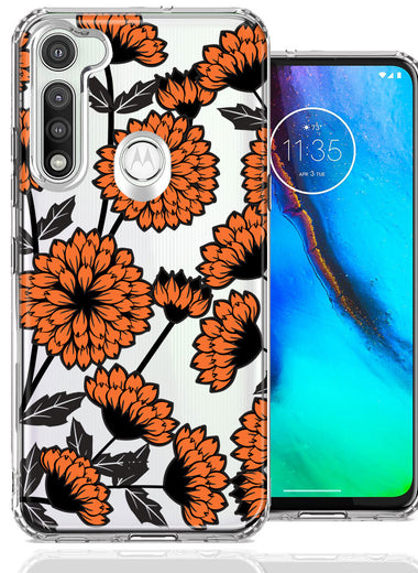 Motorola Moto G Fast Orange Chrysanthemum Flowers Design Double Layer Phone Case Cover