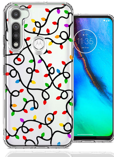 Motorola Moto G Fast Colorful Nostalgic Vintage Christmas Holiday Winter String Lights Design Double Layer Phone Case Cover
