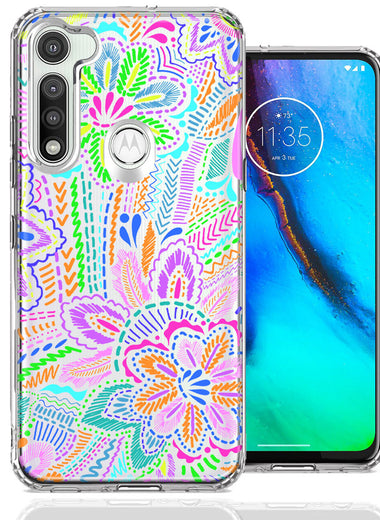Motorola Moto G Fast Colorful Summer Flowers Doodle Art Design Double Layer Phone Case Cover