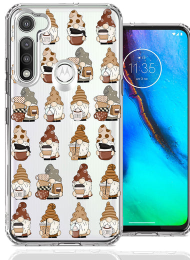 Motorola Moto G Fast Cute Morning Coffee Lovers Gnomes Characters Drip Iced Latte Americano Espresso Brown Double Layer Phone Case Cover