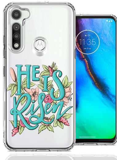 Motorola Moto G Fast He Is Risen Text Easter Jesus Christian Flowers Double Layer Phone Case Cover