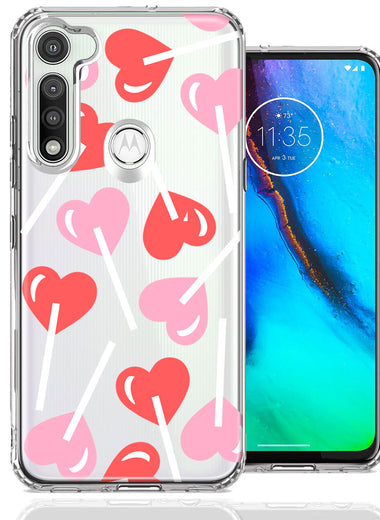Motorola Moto G Fast Heart Suckers Lollipop Valentines Day Candy Lovers Double Layer Phone Case Cover