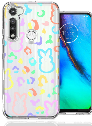 Motorola Moto G Fast Leopard Easter Bunny Candy Colorful Rainbow Double Layer Phone Case Cover