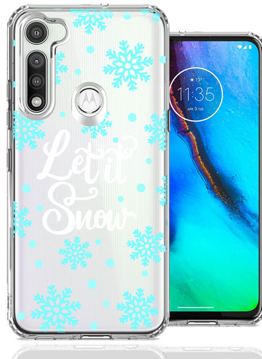 Motorola Moto G Fast Christmas Holiday Let It Snow Winter Blue Snowflakes Design Double Layer Phone Case Cover