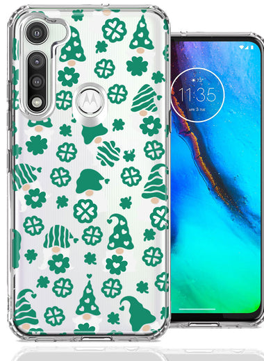 Motorola Moto G Fast Lucky Green St Patricks Day Cute Gnomes Shamrock Polkadots Double Layer Phone Case Cover