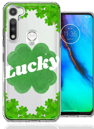 Motorola Moto G Fast Lucky St Patrick's Day Shamrock Green Clovers Double Layer Phone Case Cover