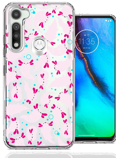 Motorola Moto G Fast Pink Happy Swimming Axolotls Polka Dots Double Layer Phone Case Cover