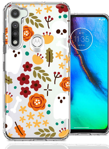 Motorola Moto G Fast Spooky Season Fall Autumn Flowers Ghosts Skulls Halloween Double Layer Phone Case Cover