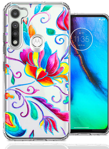 For Motorola Moto G Fast Bright Colors Rainbow Water Lilly Floral Phone Case Cover