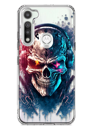 Motorola Moto G Fast Cyberpunk Machine Headphones Skull Double Layer Phone Case Cover