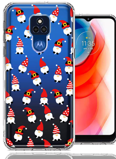 Motorola Moto G Play 2021 Cute Red Christmas Holiday Santa Gnomes Design Double Layer Phone Case Cover