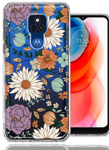 Motorola Moto G Power 2021 Feminine Classy Flowers Fall Toned Floral Wallpaper Style Double Layer Phone Case Cover