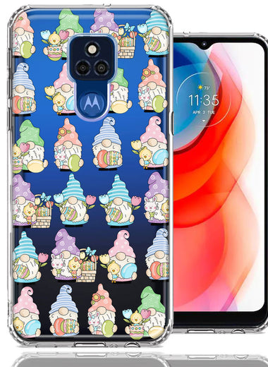 Motorola Moto G Play 2021 Pastel Easter Cute Gnomes Spring Flowers Eggs Holiday Seasonal Double Layer Phone Case Cover