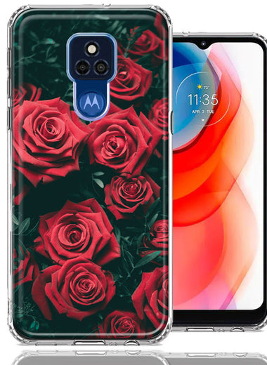 Motorola Moto G Play 2021 Red Roses Double Layer Phone Case Cover