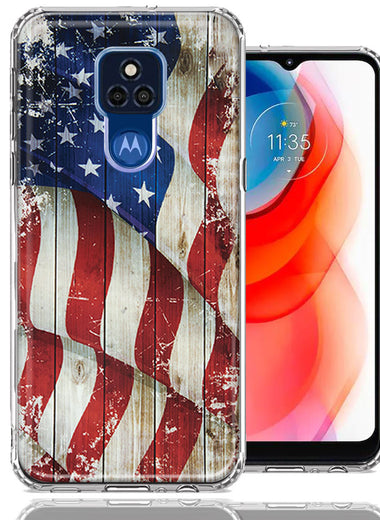 Motorola Moto G Play 2021 Vintage USA Flag Double Layer Phone Case Cover