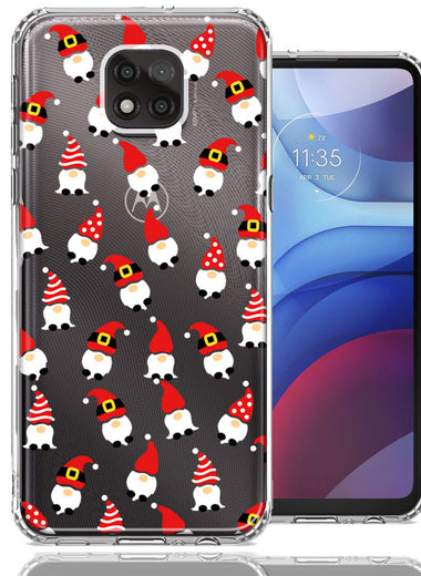 Motorola Moto G Power 2021 Cute Red Christmas Holiday Santa Gnomes Design Double Layer Phone Case Cover