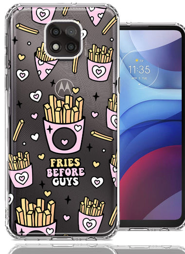 Motorola Moto G Power 2021 Cute Valentine Pink Love Hearts Fries Before Guys Double Layer Phone Case Cover