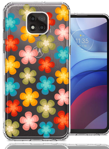 Motorola Moto G Power 2021 Groovy Gradient Retro Color Flowers Double Layer Phone Case Cover