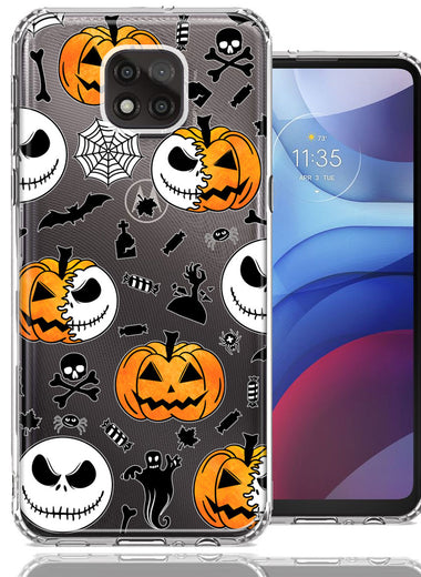 Motorola Moto G Power 2021 Halloween Jack-O-Lantern Pumpkin Skull Spooky Design Double Layer Phone Case Cover