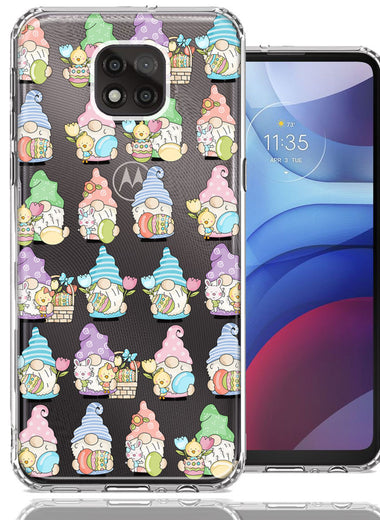 Motorola Moto G Power 2021 Pastel Easter Cute Gnomes Spring Flowers Eggs Holiday Seasonal Double Layer Phone Case Cover