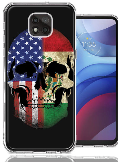 Motorola Moto G Power 2021 US Mexico Flag Skull Double Layer Phone Case Cover