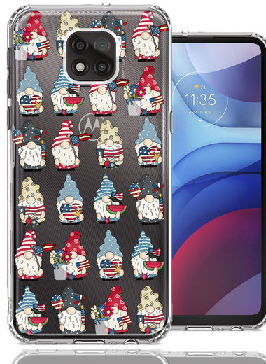 Motorola Moto G Power 2021 USA Fourth Of July American Summer Cute Gnomes Patriotic Parade Double Layer Phone Case Cover