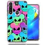 Motorola Moto G Power Bright Rainbow Nightmare Skulls Spooky Season Halloween Design Double Layer Phone Case Cover