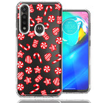 Motorola Moto G Power Christmas Winter Red White Peppermint Candies Swirls Candycanes Design Double Layer Phone Case Cover