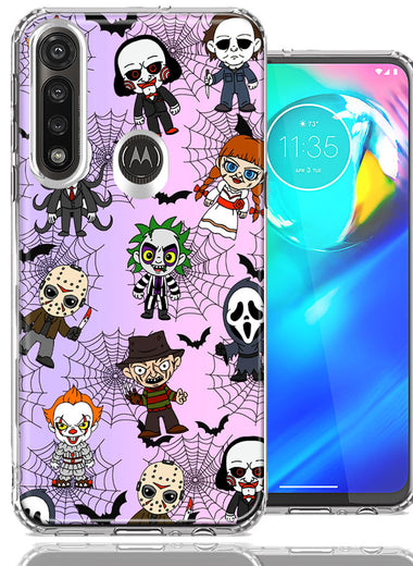 Motorola Moto G Power Classic Haunted Horror Halloween Nightmare Characters Spider Webs Design Double Layer Phone Case Cover