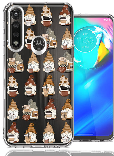 Motorola Moto G Power Cute Morning Coffee Lovers Gnomes Characters Drip Iced Latte Americano Espresso Brown Double Layer Phone Case Cover