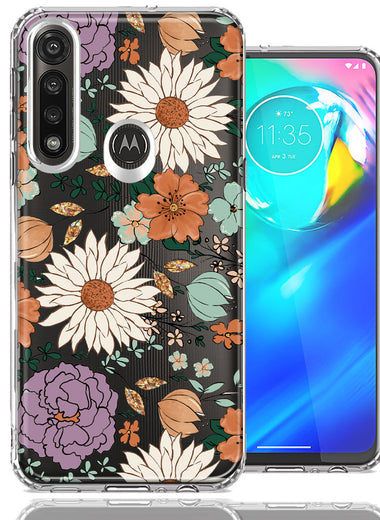 Motorola Moto G Power Feminine Classy Flowers Fall Toned Floral Wallpaper Style Double Layer Phone Case Cover