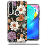 Motorola Moto G Power Feminine Classy Flowers Fall Toned Floral Wallpaper Style Double Layer Phone Case Cover